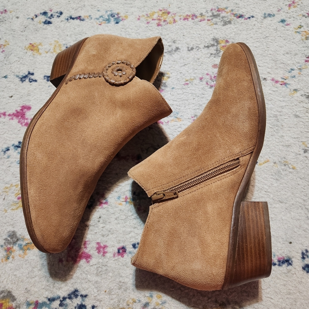 Jack Rogers Peyton Tan Suede Ankle Boots
